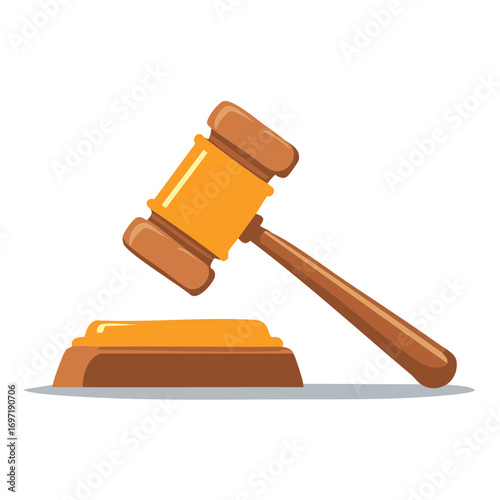 Wooden gavel and sound block illustration symbolizing justice and legal proceedings