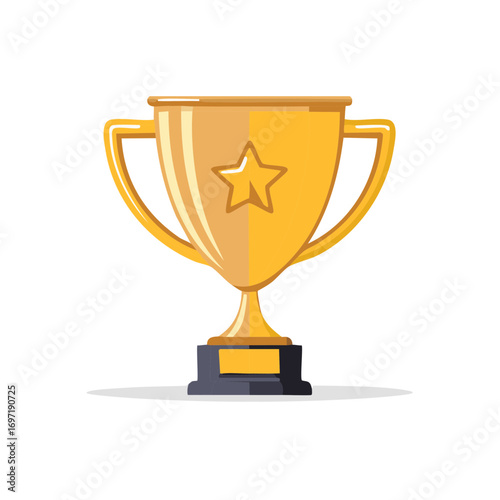 Golden award trophy illustration for achievement and success concept
