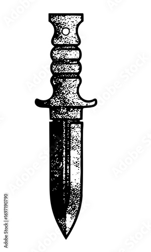 Vector Detailed of a vintage dagger with a textured handle.