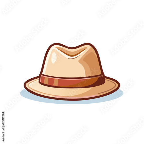 Cartoon fedora hat design, vintage style accessory concept isolated.