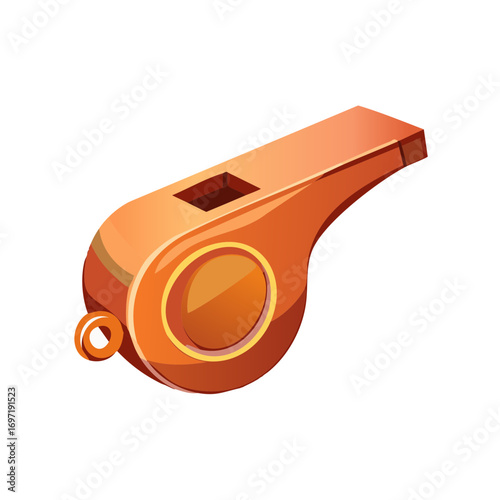 Vibrant orange whistle icon for sports competition referee signaling and coaching