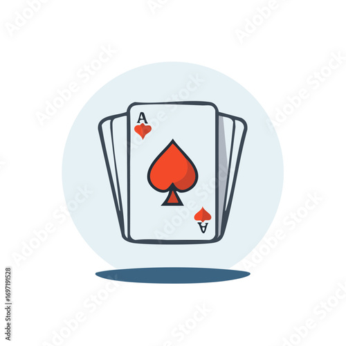 Fanned Hand of Playing Cards with Ace of Spades Vector Icon Illustration