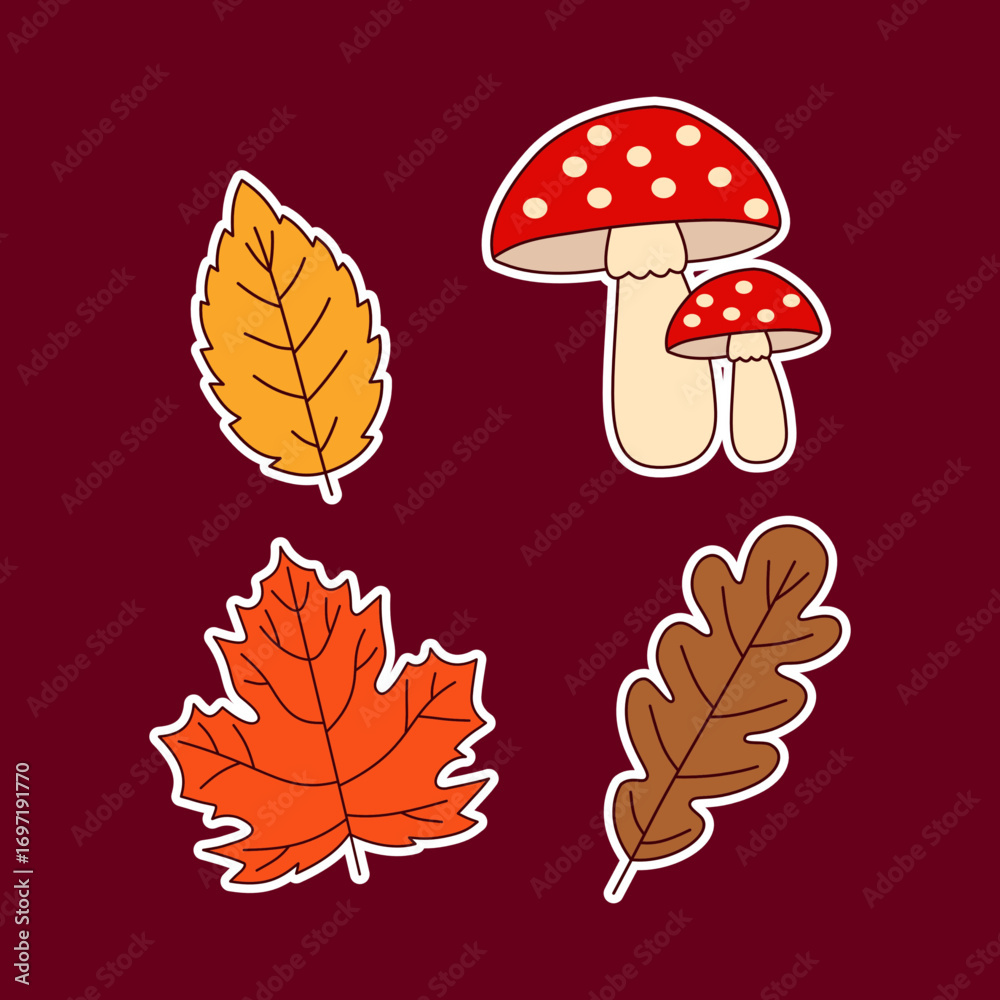 Obraz premium Autumnal floral sticker set