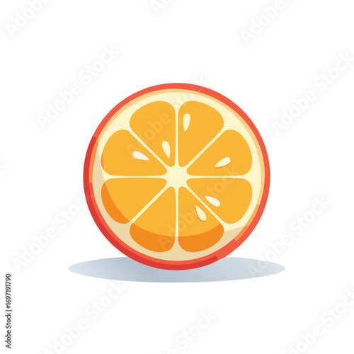 Sliced orange fruit illustration isolated on a white background, food concept