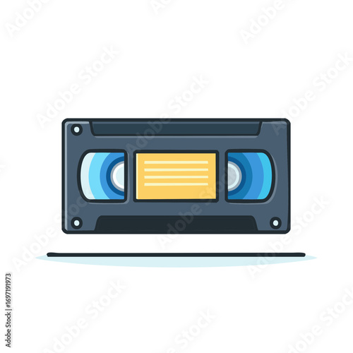 Retro Video Cassette Tape Illustration Isolated  Classic Technology Design