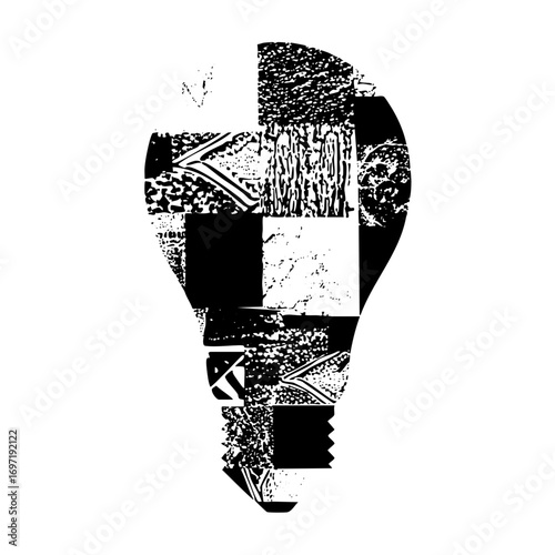 Vector Abstract lightbulb silhouette containing a human profile .
