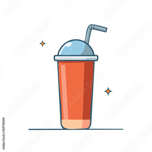 Vibrant Illustrated Takeaway Drink Cup with Straw and Dome Lid