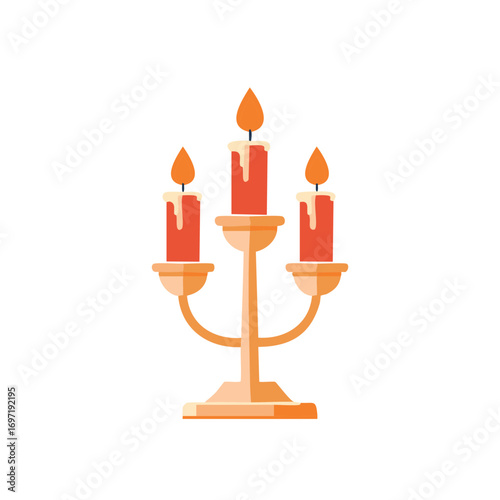 Elegant candelabra with three vibrant lit candles creating a warm festive ambiance classic decor