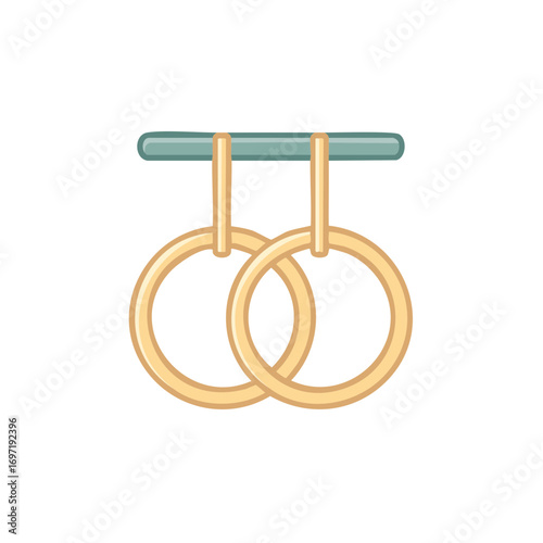 Flat design vector icon of gymnastic rings hanging from a bar for sport fitness and strength training