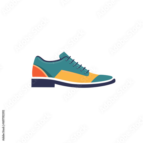 Stylish Men's Dress Shoe with Colorful Panels Isolated Illustration Design Graphic Element