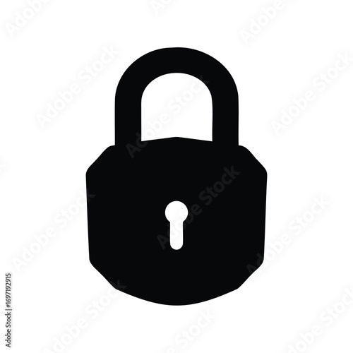 Black Padlock Icon Symbolizing Security, Privacy and Protection on a White Background
