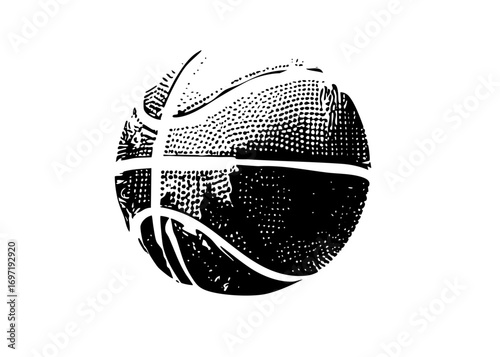 Vector Dynamic basketball with halftone texture.