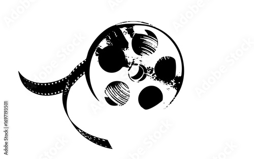 Vector Black film reel with perforated strip
