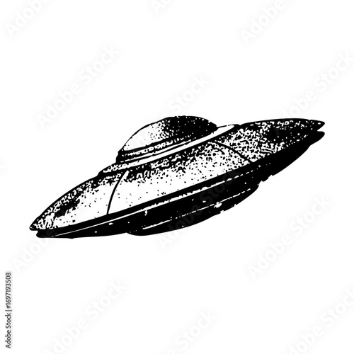 Vector Detailed of a classic flying saucer spacecraft.