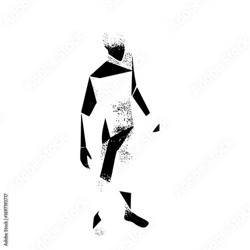 Vector Abstract figure of a walking person constructed from geometric shapes.