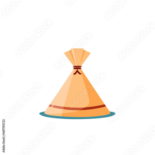 Vector illustration of a traditional Asian conical straw hat cultural symbol