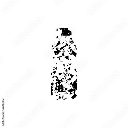 Vector Fragmented bottle silhouette .