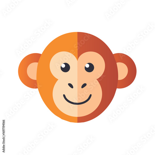 Cartoon monkey head illustration smiling happy face design
