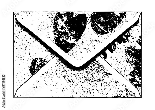 Vector Abstract envelope with heart shapes.