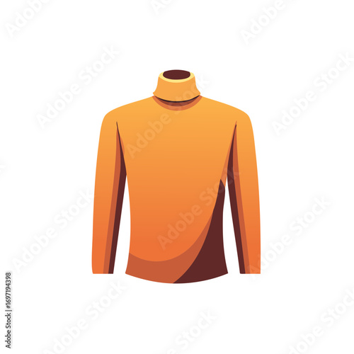 Stylish long sleeved roll neck top illustration in warm orange hues.