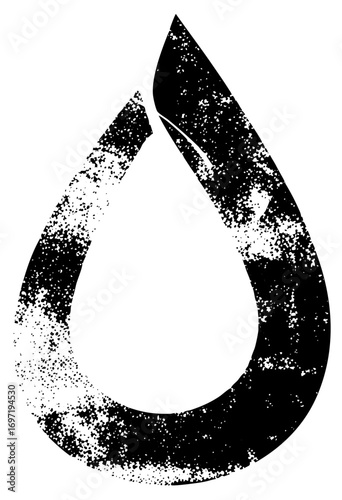 Vector Distressed droplet with a textured grunge effect.