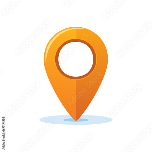 Bright Orange Glossy Map Marker Icon Illustrating Navigation Direction and Point Location