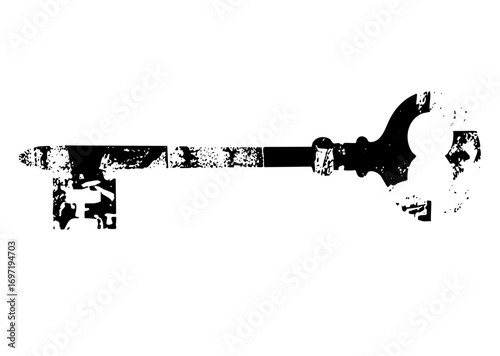 Vector Vintage key with distressed texture.