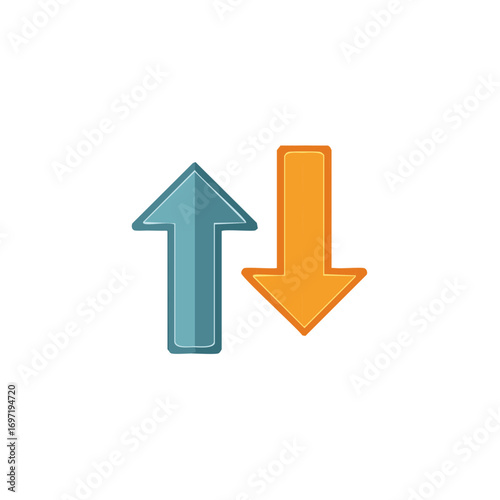 Blue and orange arrows pointing opposite directions conveying comparison concept
