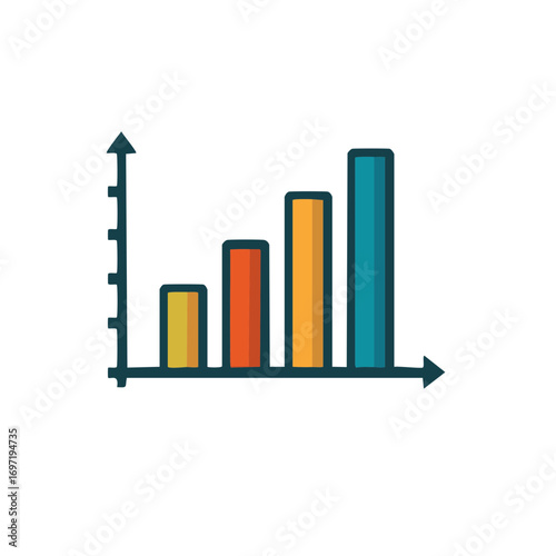 Colorful Bar Chart Showing Growth and Business Success Illustration