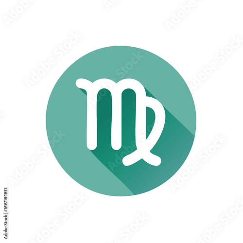 Virgo Zodiac Sign Symbol Green Circle Flat Design