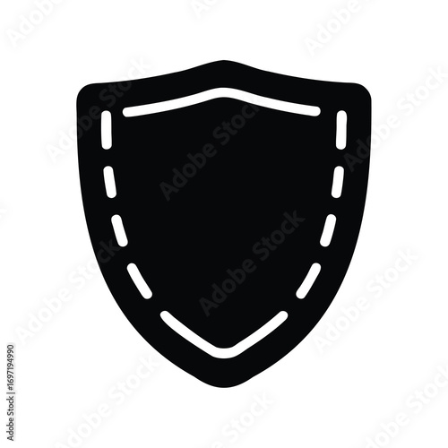 Solid black shield with dotted outline and a white interior detail