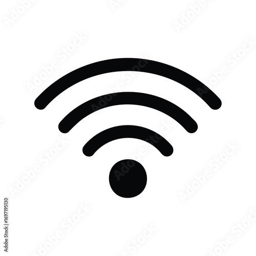 Black and White Wireless Network Signal Icon Indicating Connectivity and Communication