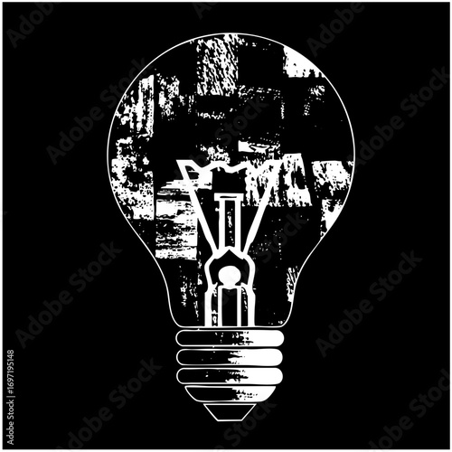 Vector Detailed lightbulb with a brain shape inside.