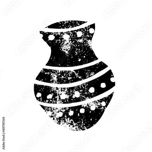 Vector Distressed ceramic amphora with dotted bands.
