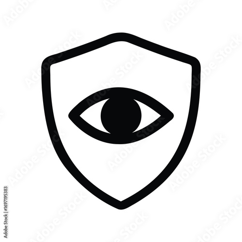 Shield with Eye Inside Concept of Security and Protection Icon Design