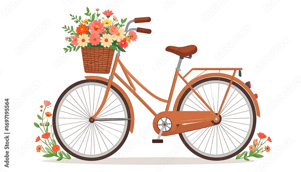 Fototapeta premium Vintage bicycle with flower basket