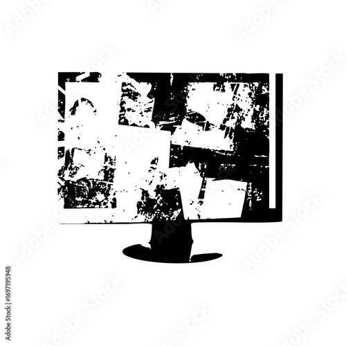 Vector Abstract monitor with distressed texture.
