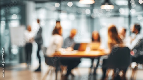 Blurred Business Meeting in Modern Office