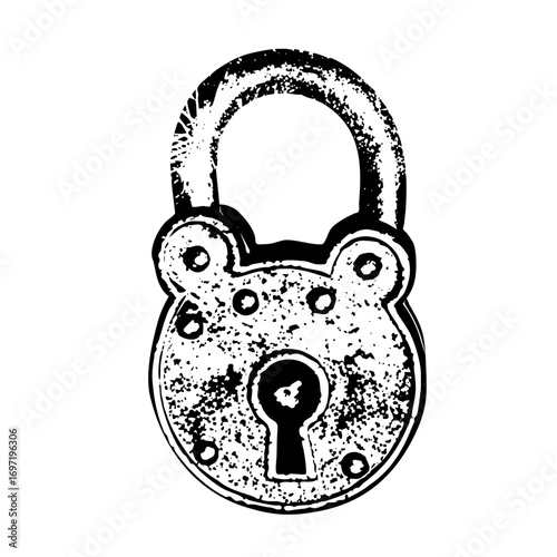 Vector Vintage padlock with a distressed texture.
