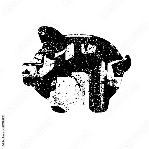 Vector Abstract portrait of a man in distressed vector style.