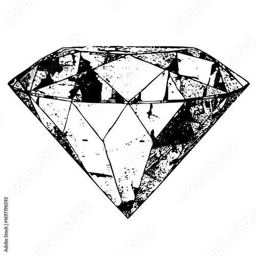 Vector Detailed of a faceted gemstone diamond.