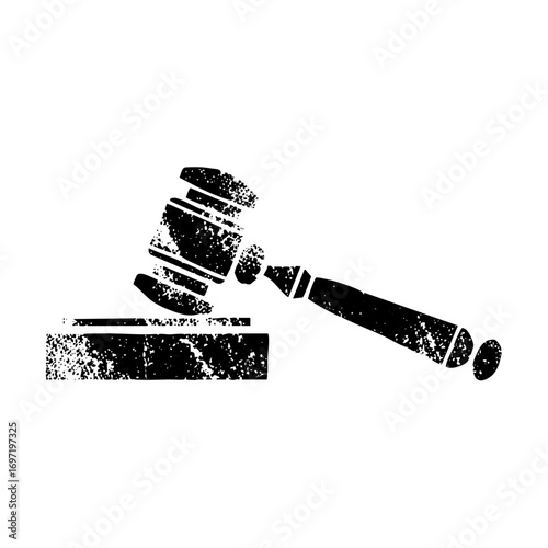 Vector Black gavel rests upon a soundblock symbolizing justice and legal proceedings.