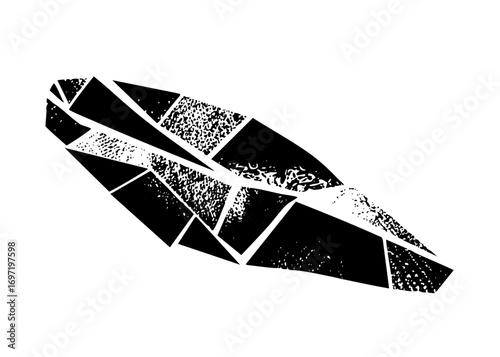 Vector Abstract fragmented lips in monochrome.