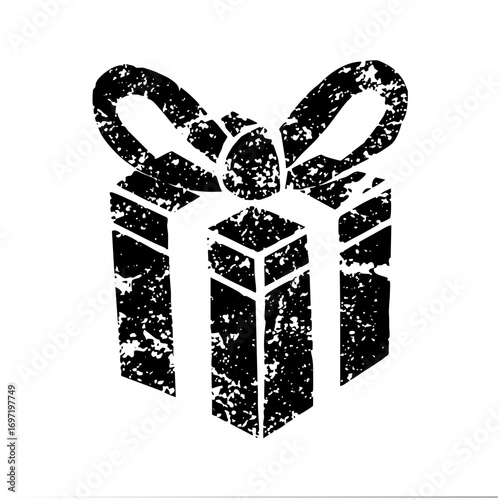 Vector Distressed gift box with a decorative bow.