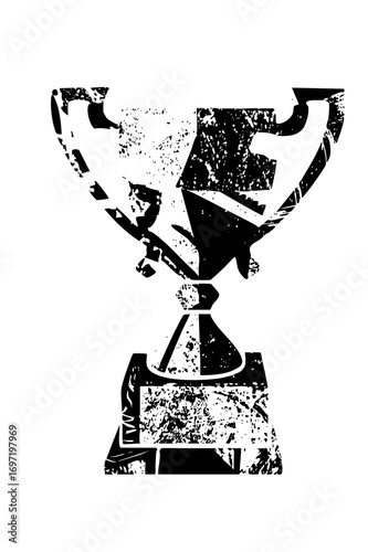 Vector Distressed trophy showcases achievement and victory.