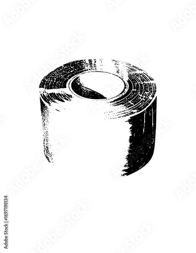 Vector roll of tape in monochrome.
