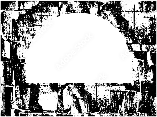 Vector Distressed stone archway frame creates a rugged textured border.