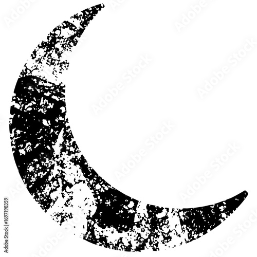 Vector Distressed moon with a textured grunge effect.