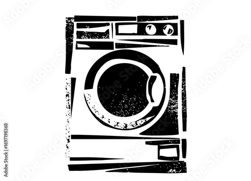 Vector Bold linework of a front-load washing machine.