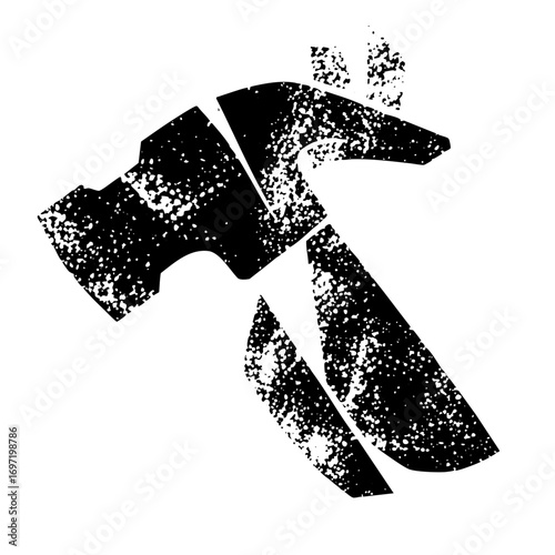 Vector Distressed hammer depicts construction and repair tools.